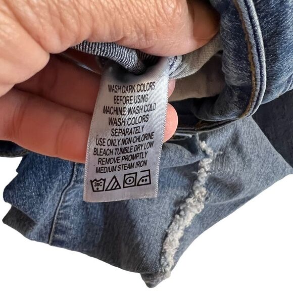 Woman Within blue denim stretch ripped distressed jeans 20W - Picture 5 of 12